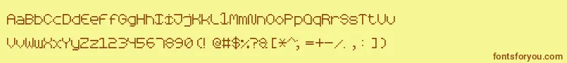 RoundedPixel7-fontti – ruskeat fontit keltaisella taustalla