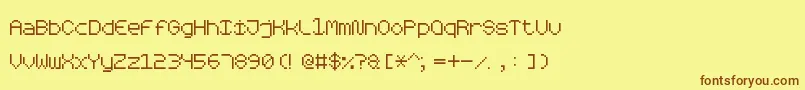 Fonte RoundedPixel7 – fontes marrons em um fundo amarelo