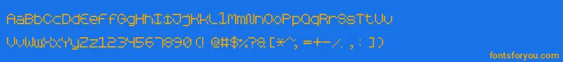 フォントRoundedPixel7 – オレンジ色の文字が青い背景にあります。