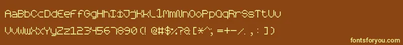 RoundedPixel7-fontti – keltaiset fontit ruskealla taustalla