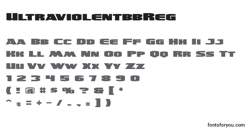 Schriftart UltraviolentbbReg – Alphabet, Zahlen, spezielle Symbole