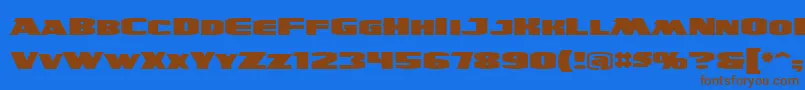 UltraviolentbbReg-Schriftart – Braune Schriften auf blauem Hintergrund