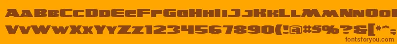 Weitere Informationen zur UltraviolentbbReg-Schriftart UltraviolentbbReg-Schriftart – Braune Schriften auf orangefarbenem Hintergrund