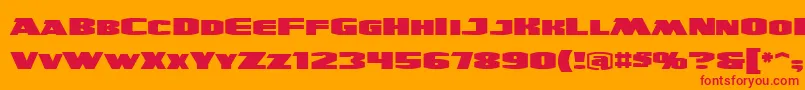 UltraviolentbbReg-Schriftart – Rote Schriften auf orangefarbenem Hintergrund