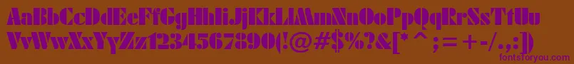 フォントArmyblackplain – 紫色のフォント、茶色の背景