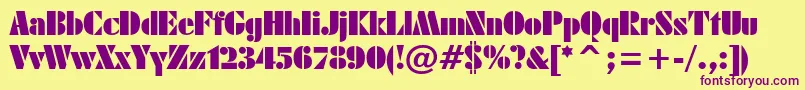 フォントArmyblackplain – 紫色のフォント、黄色の背景