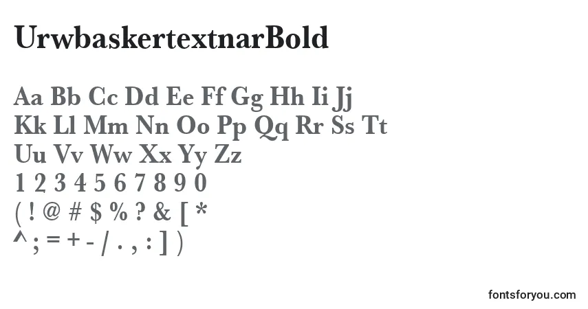 A fonte UrwbaskertextnarBold – alfabeto, números, caracteres especiais