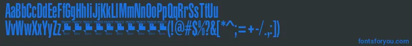 フォントYacarenaUltraPersonalUse – 黒い背景に青い文字