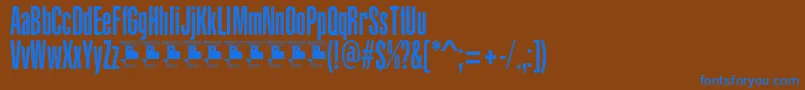 フォントYacarenaUltraPersonalUse – 茶色の背景に青い文字