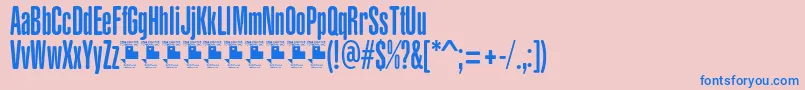 フォントYacarenaUltraPersonalUse – ピンクの背景に青い文字