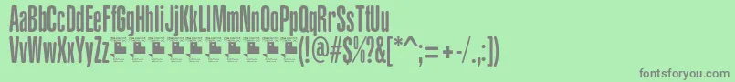 YacarenaUltraPersonalUse-fontti – harmaat kirjasimet vihreällä taustalla
