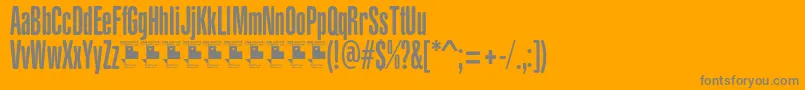 YacarenaUltraPersonalUse-fontti – harmaat kirjasimet oranssilla taustalla