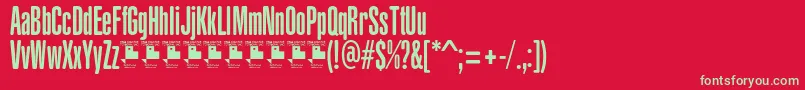 YacarenaUltraPersonalUse-fontti – vihreät fontit punaisella taustalla