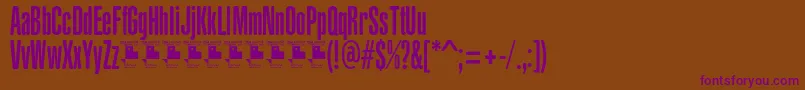 YacarenaUltraPersonalUse-fontti – violetit fontit ruskealla taustalla