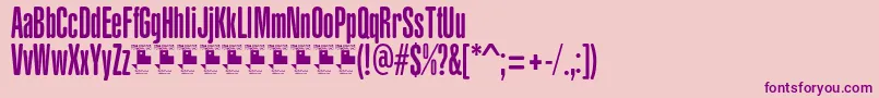 YacarenaUltraPersonalUse-fontti – violetit fontit vaaleanpunaisella taustalla