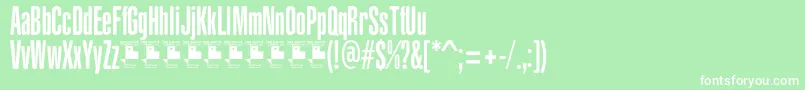 YacarenaUltraPersonalUse-fontti – valkoiset fontit vihreällä taustalla