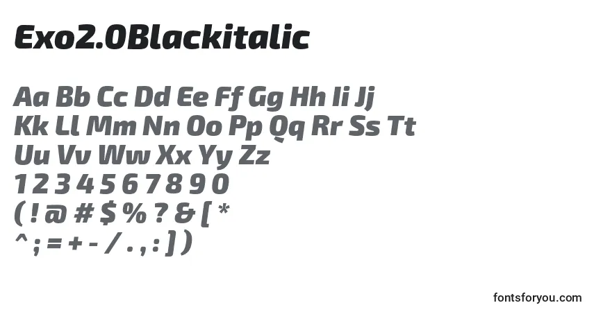 Exo2.0Blackitalic-fontti – aakkoset, numerot, erikoismerkit