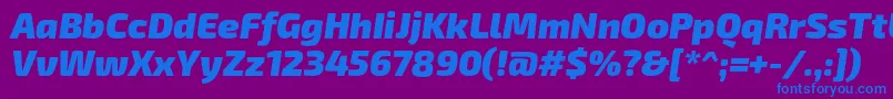 Exo2.0Blackitalic-Schriftart – Blaue Schriften auf violettem Hintergrund