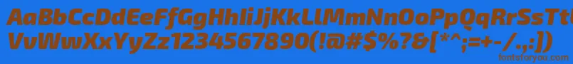 Fonte Exo2.0Blackitalic – fontes marrons em um fundo azul