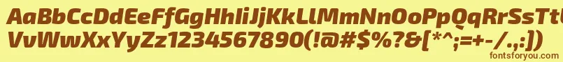 フォントExo2.0Blackitalic – 茶色の文字が黄色の背景にあります。