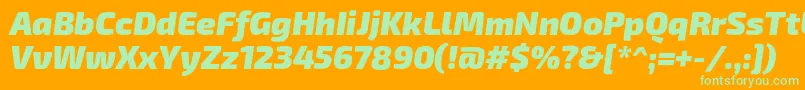 Exo2.0Blackitalic-Schriftart – Grüne Schriften auf orangefarbenem Hintergrund