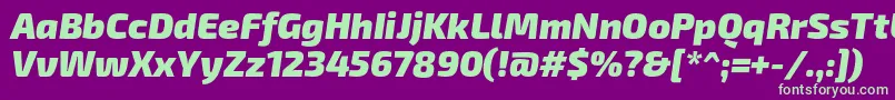 Exo2.0Blackitalic-Schriftart – Grüne Schriften auf violettem Hintergrund