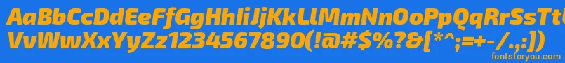 Exo2.0Blackitalic Font – Orange Fonts on Blue Background