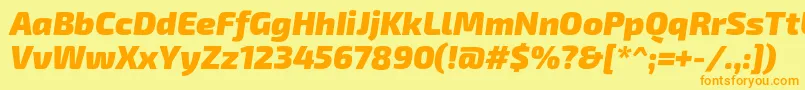 Fonte Exo2.0Blackitalic – fontes laranjas em um fundo amarelo