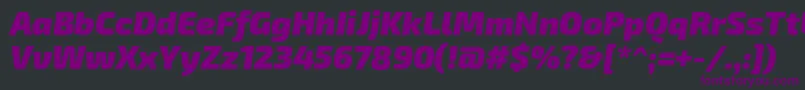 Exo2.0Blackitalic-fontti – violetit fontit mustalla taustalla