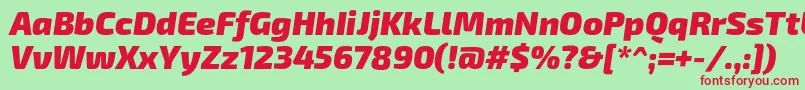 Exo2.0Blackitalic-Schriftart – Rote Schriften auf grünem Hintergrund