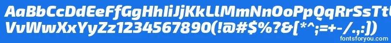 Exo2.0Blackitalic-Schriftart – Weiße Schriften auf blauem Hintergrund