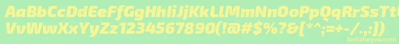 Exo2.0Blackitalic-fontti – keltaiset fontit vihreällä taustalla