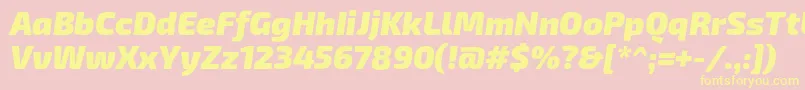 Exo2.0Blackitalic-fontti – keltaiset fontit vaaleanpunaisella taustalla