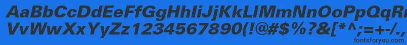 フォントUniversblackcItalic – 黒い文字の青い背景