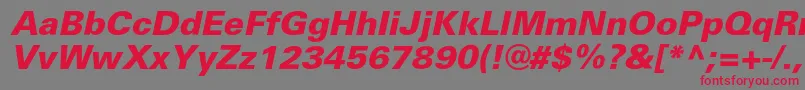 UniversblackcItalic-Schriftart – Rote Schriften auf grauem Hintergrund