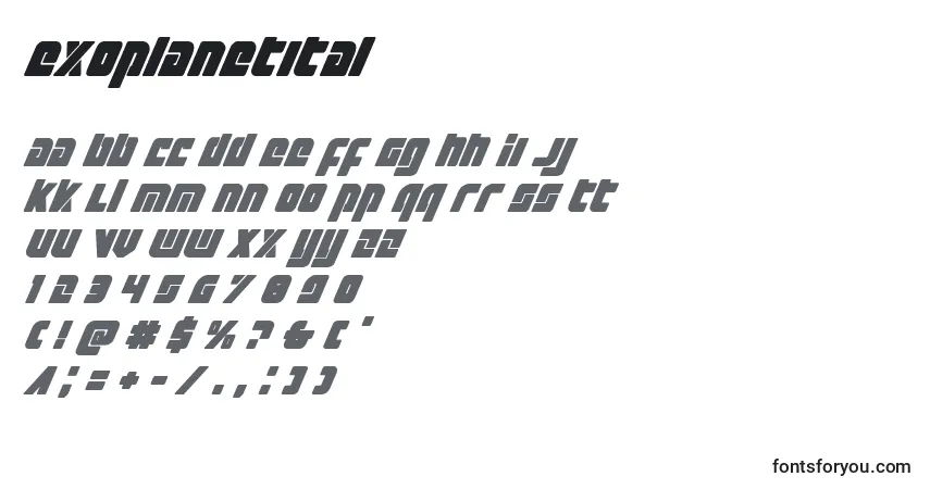 Шрифт Exoplanetital – алфавит, цифры, специальные символы