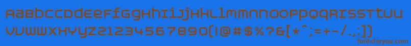 フォントAspirinAdvancebold – 茶色の文字が青い背景にあります。