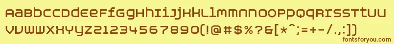 フォントAspirinAdvancebold – 茶色の文字が黄色の背景にあります。