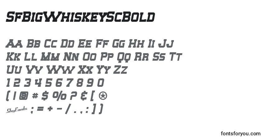 A fonte SfBigWhiskeyScBold – alfabeto, números, caracteres especiais