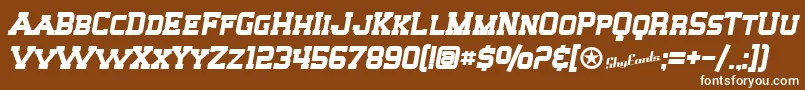 Fonte SfBigWhiskeyScBold – fontes brancas em um fundo marrom