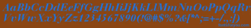 WalbaumLtBoldItalic Font – Blue Fonts on Brown Background