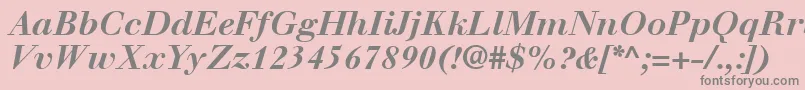 Weitere Informationen zur WalbaumLtBoldItalic-Schriftart WalbaumLtBoldItalic-Schriftart – Graue Schriften auf rosa Hintergrund