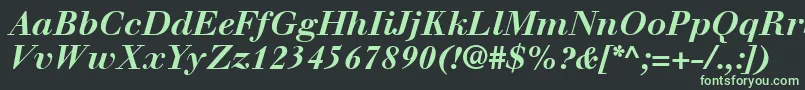フォントWalbaumLtBoldItalic – 黒い背景に緑の文字
