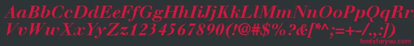 WalbaumLtBoldItalic-Schriftart – Rote Schriften auf schwarzem Hintergrund
