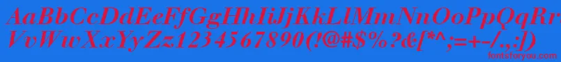 WalbaumLtBoldItalic Font – Red Fonts on Blue Background