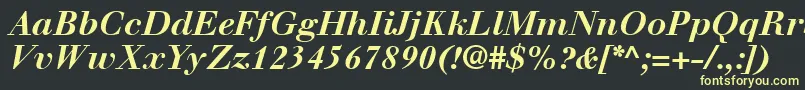 WalbaumLtBoldItalic-Schriftart – Gelbe Schriften auf schwarzem Hintergrund