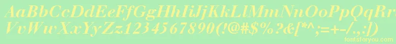 WalbaumLtBoldItalic Font – Yellow Fonts on Green Background