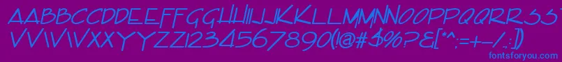 EncinoItalic Font – Blue Fonts on Purple Background