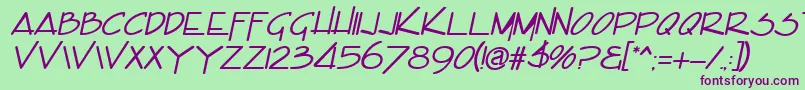 Fonte EncinoItalic – fontes roxas em um fundo verde
