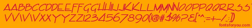 EncinoItalic-Schriftart – Rote Schriften auf orangefarbenem Hintergrund